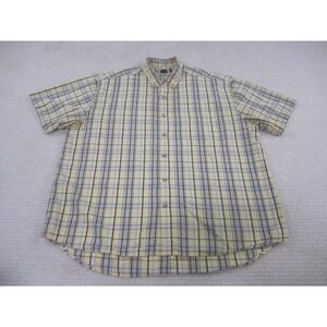 Arizona Shirt Mens XL Yellow Blue Short‎ Sleeve Button Down Casual Collared